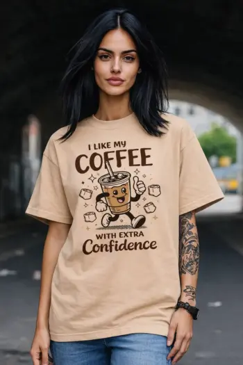 Coffee Confidence Oversize T-Shirt For Women