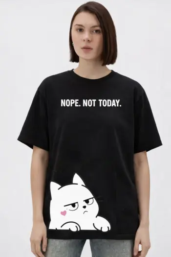Nope Not Today Cat Oversize T-Shirt For Women