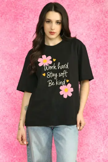 Work Hard Stay Soft Oversized T-Shirt For Women